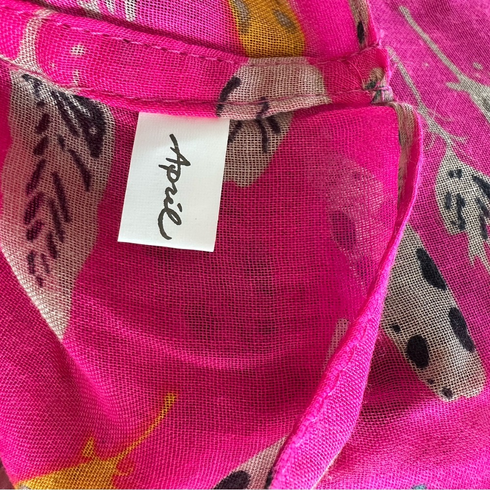 Vibrant bohemian scarf lightweight Pink Feather Print eternal Scarf - Picture 5 of 6